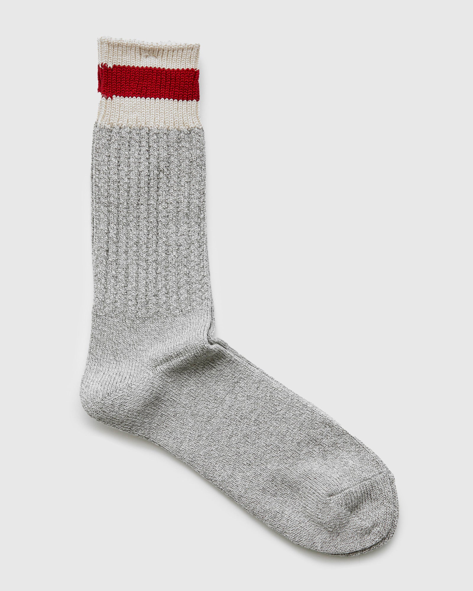 Cabin Stripe Crew Sock in Light Grey - 2