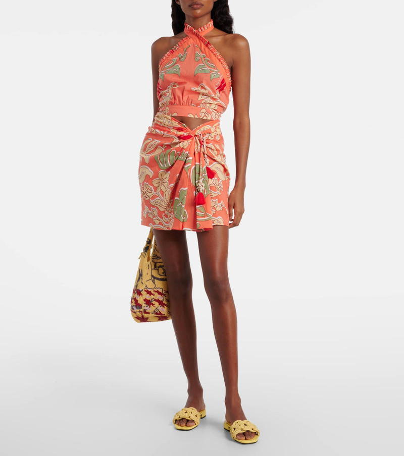 Poupette St Barth Suma printed cotton crop top outlook