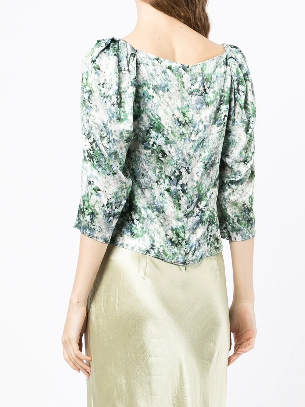 floral-print square-neck blouse - 4