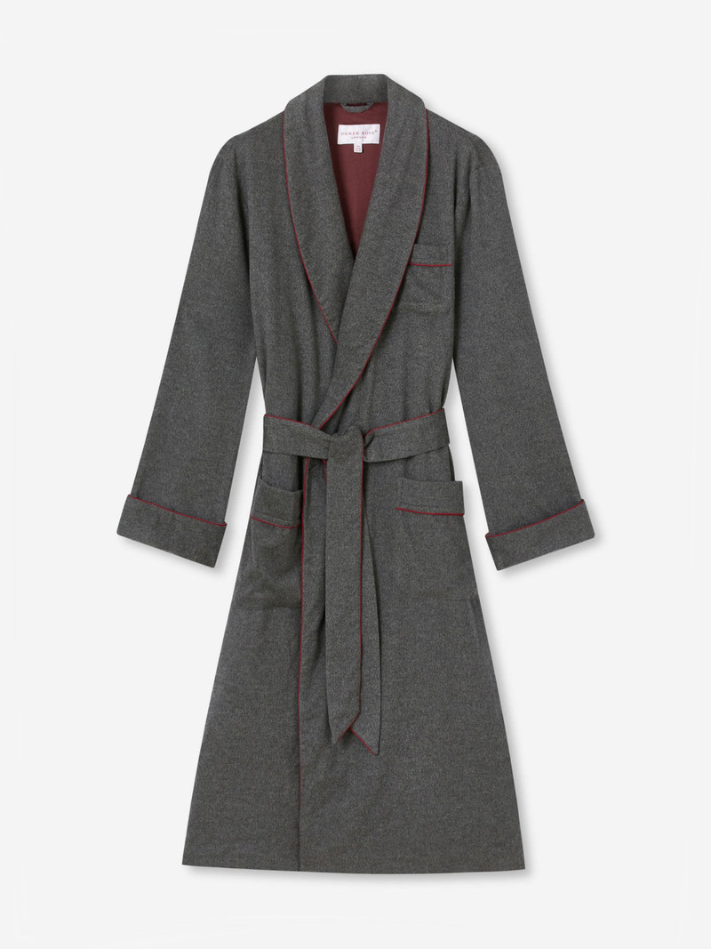 Derek Rose Men's Robe Duke Cashmere Charcoal outlook