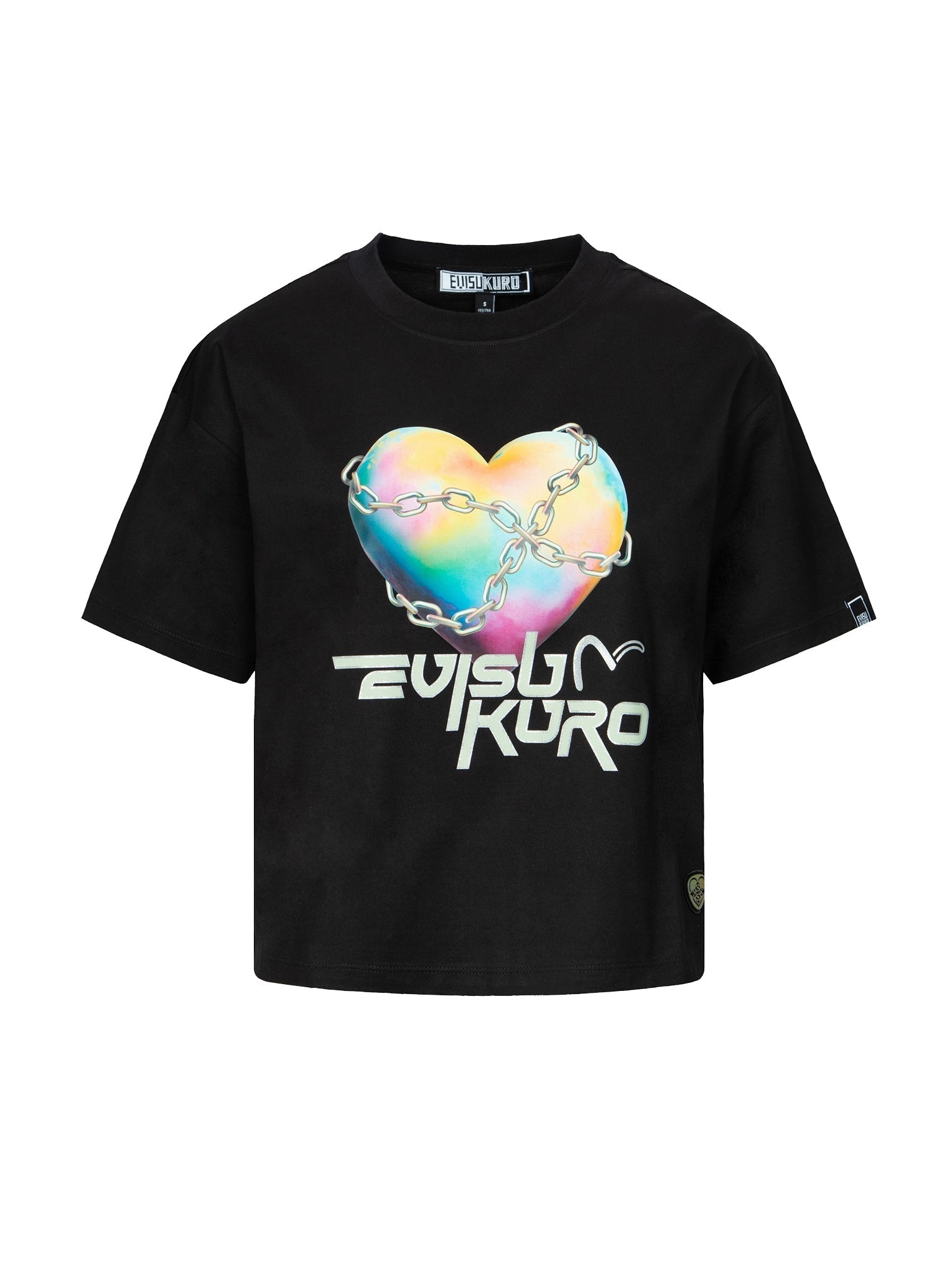 Y2K Holographic Heart-Shaped Earth Print Loose Fit T-shirt - 12