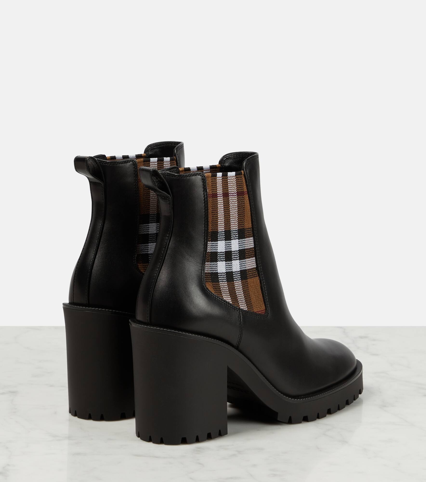 Burberry Check leather ankle boots - 3