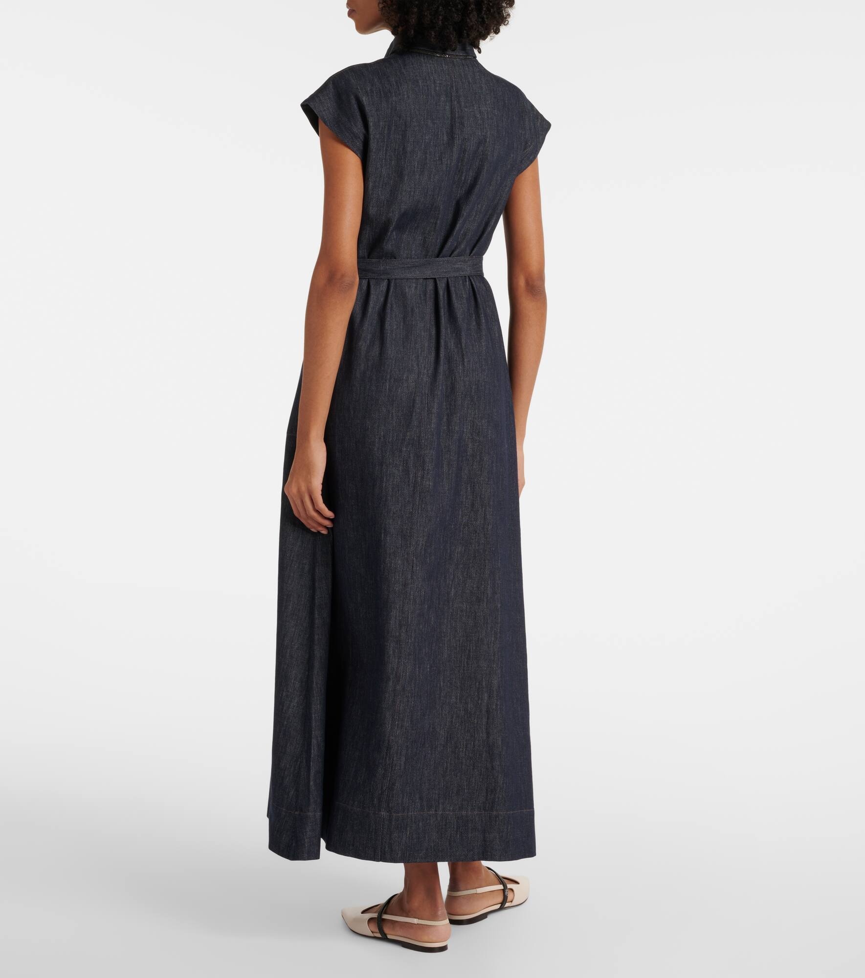 Belted denim maxi dress - 3