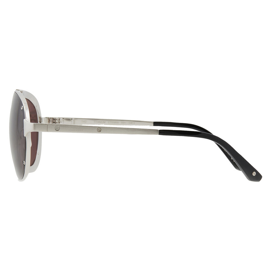 Cartier Santos de Cartier Grey Pilot Men's Titanium Sunglasses CT0195S 001 60 - 4