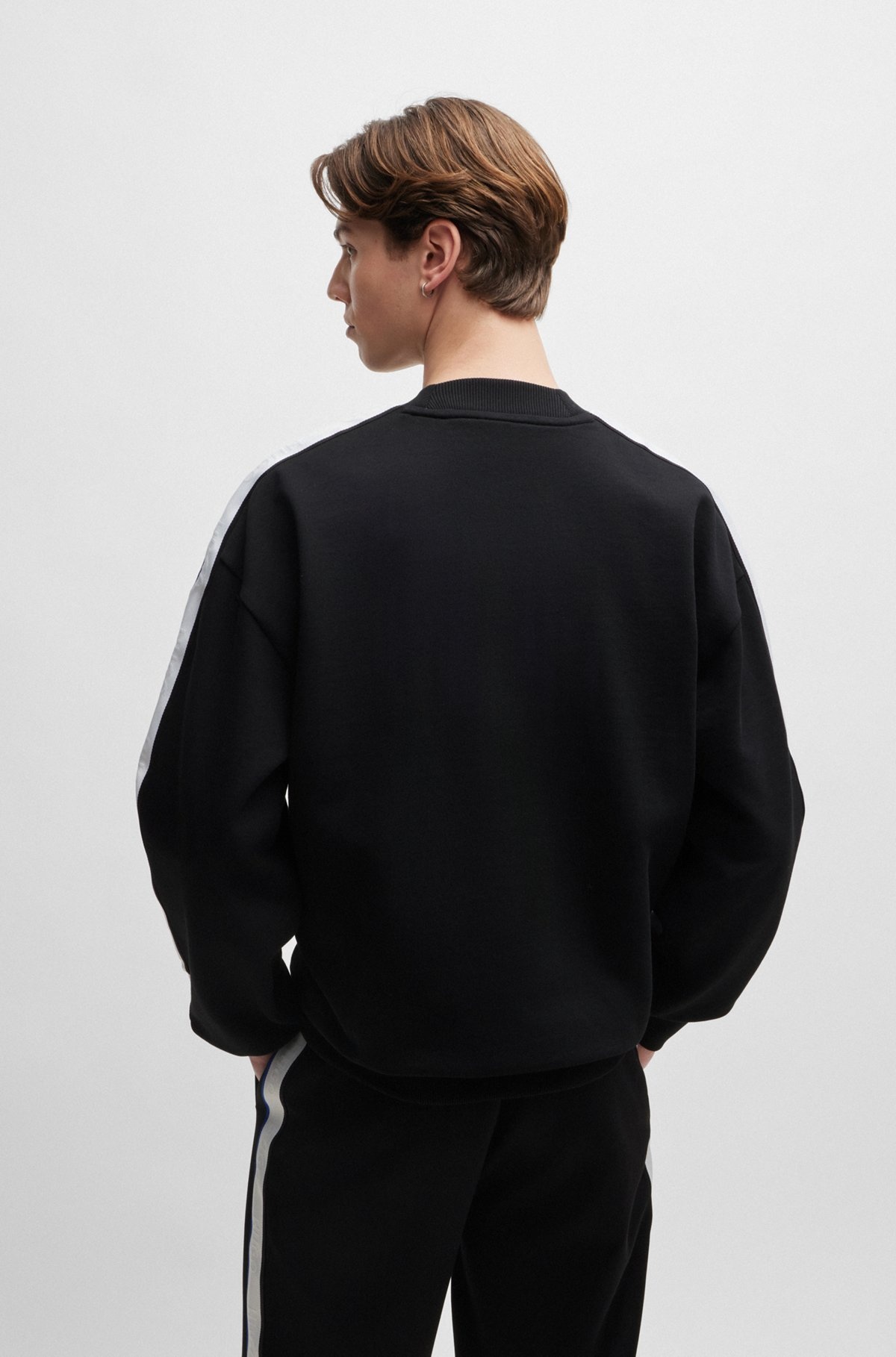 COTTON-TERRY SWEATSHIRT WITH LOGO PATCH AND TAPE TRIMS - 5