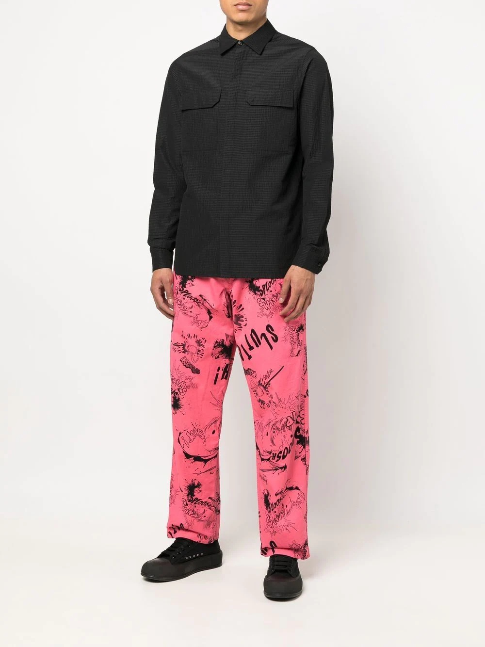 graffiti-print straight-leg trousers - 2