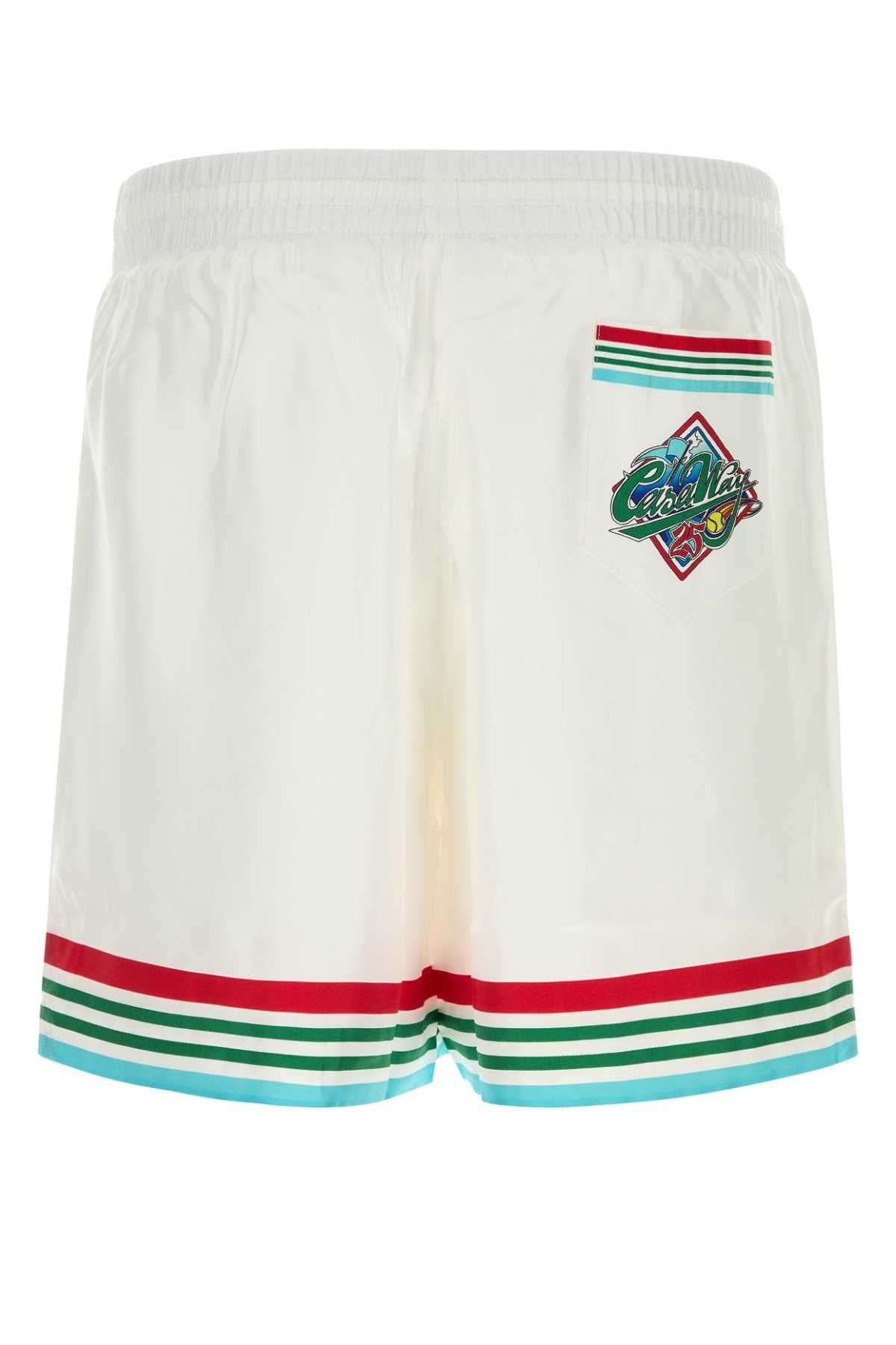 Casablanca Men White Twill Bermuda Shorts - 2