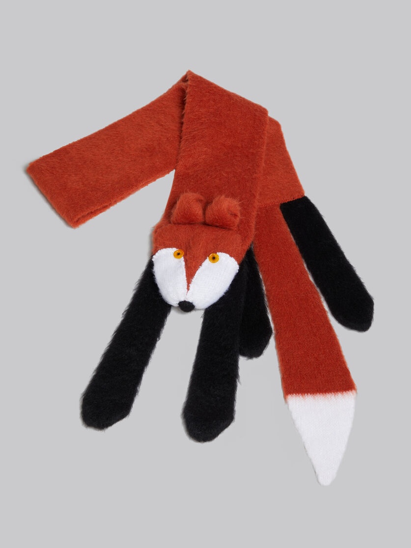 BROWN BRUSHED MOHAIR FOX SCARF - 3