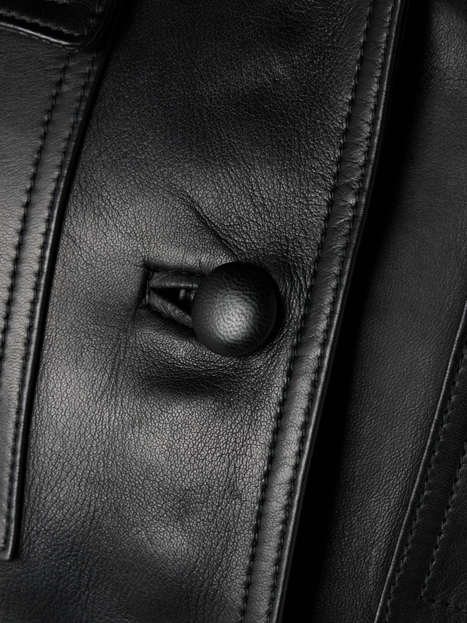 Belted leather biker jacket Black - 4