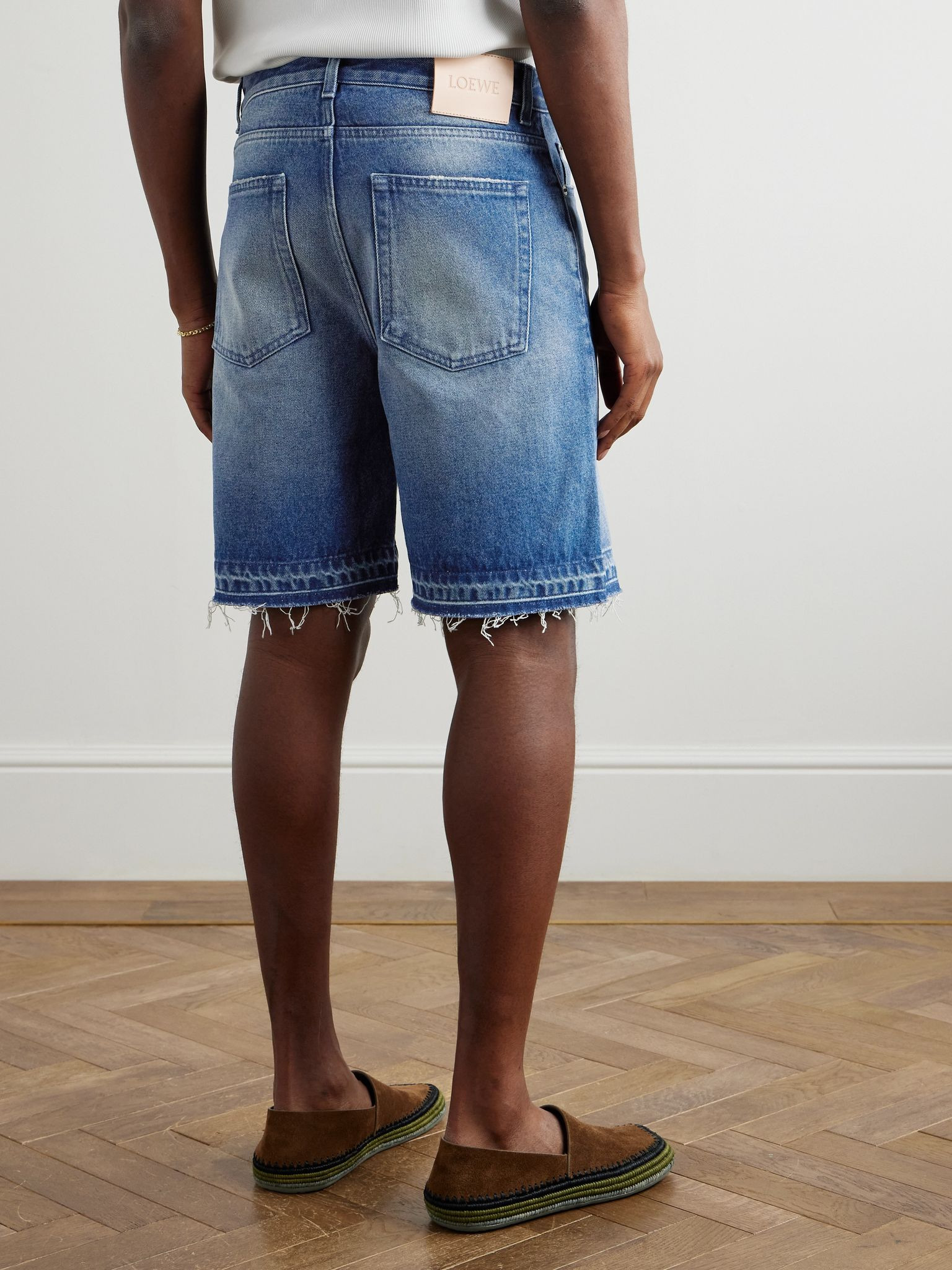 + Paula's Ibiza Straight-Leg Distressed Denim Shorts Beige - 4