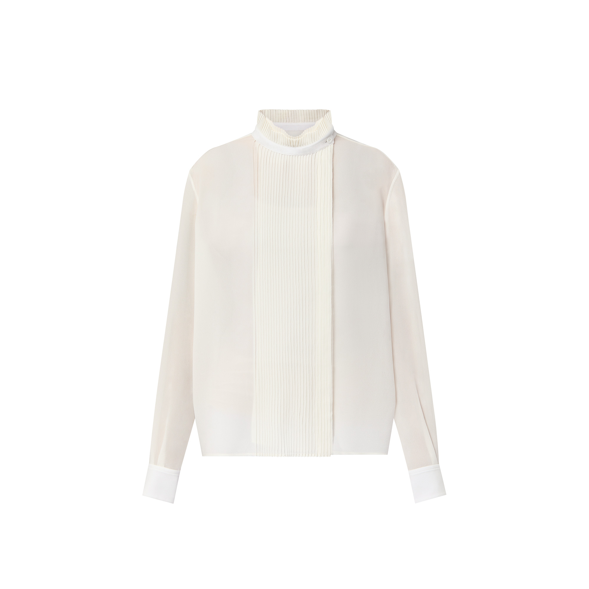 Pleated Front Sheer Silk Blouse - 1