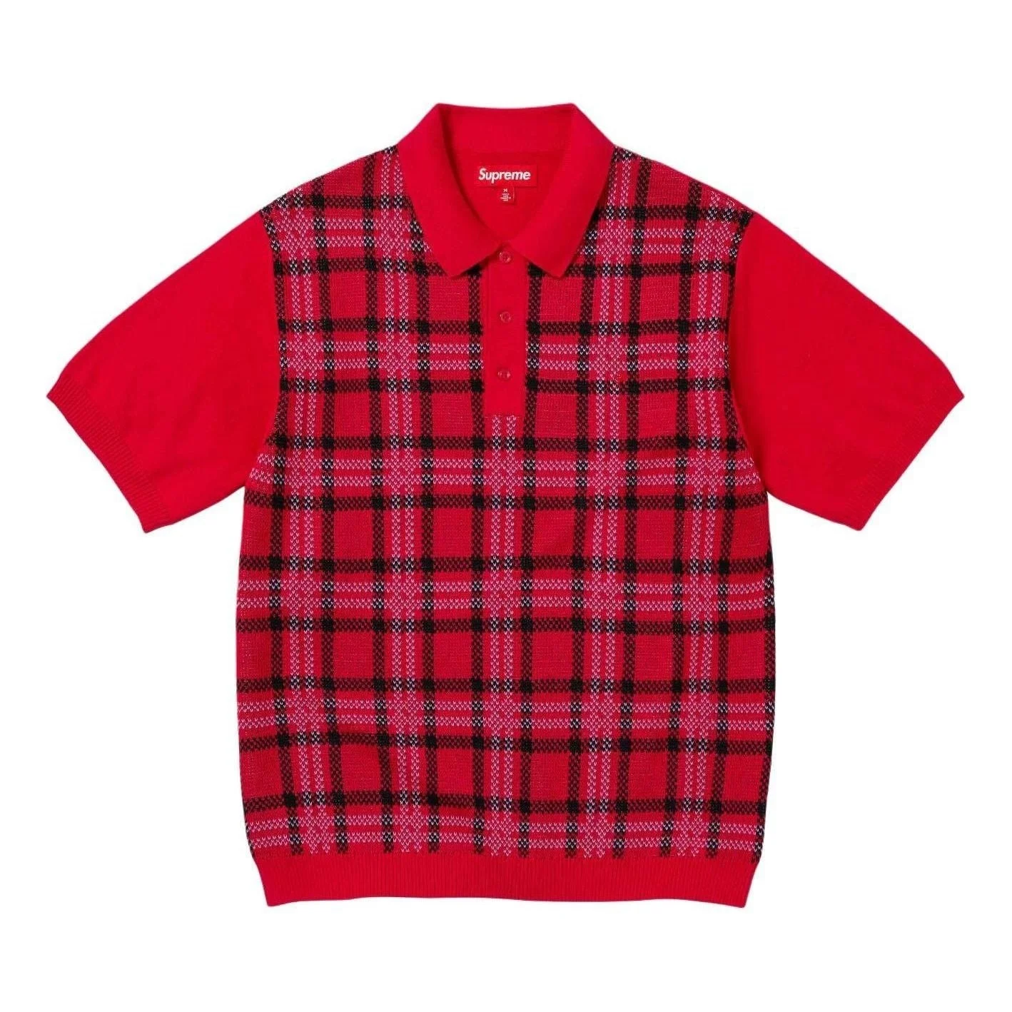 Supreme Plaid Knit S/S Polo 'Red' SUP-SS24-239 - 1