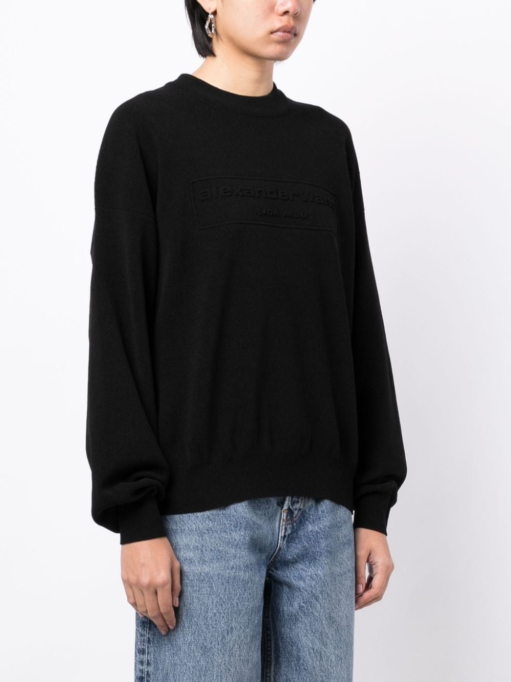 ALEXANDER WANG Women Embossed Logo Ribbed Pullover - 3