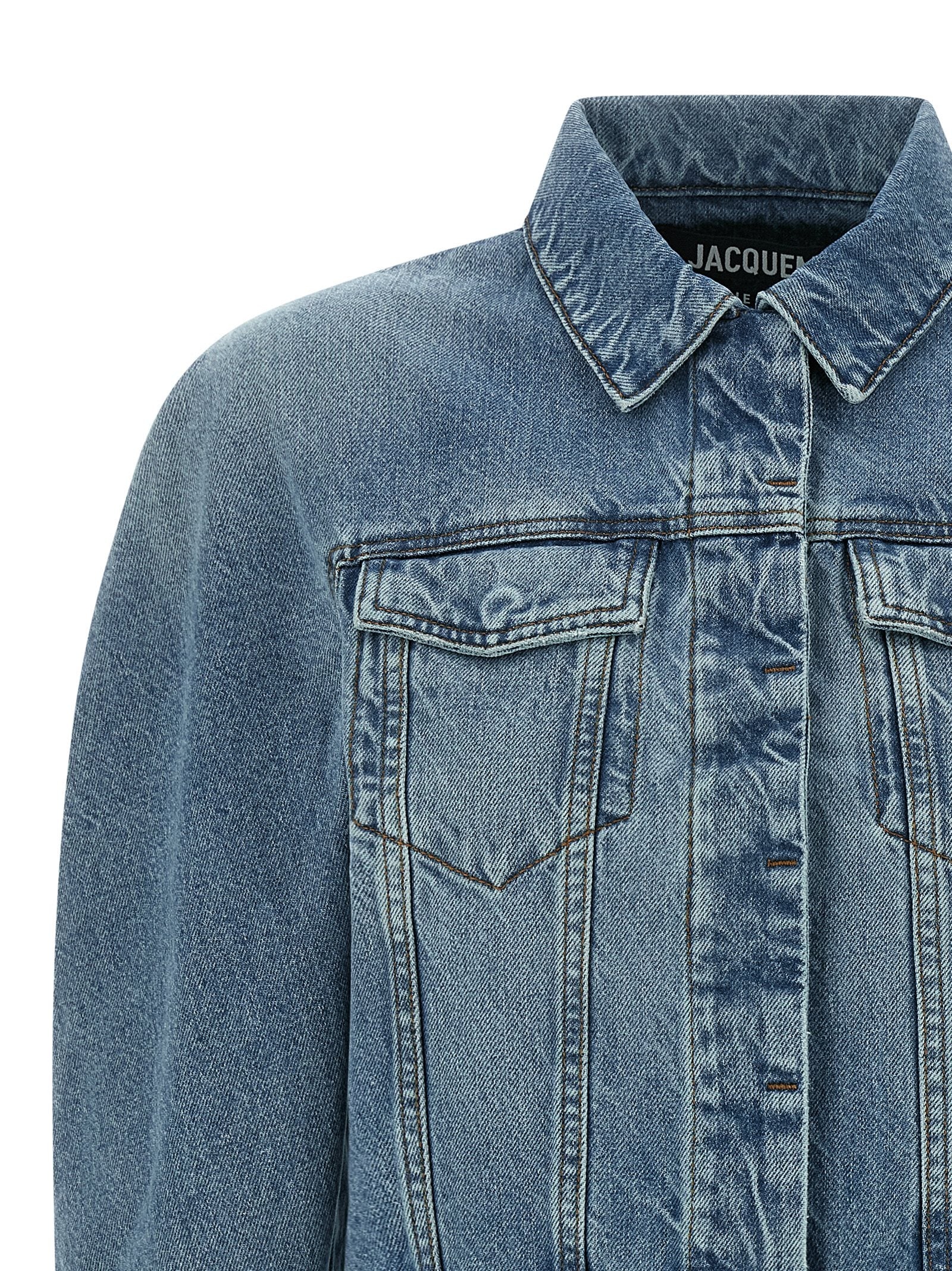 La Veste De-Nimes Ovalo Puffer Jackets Light Blue - 3
