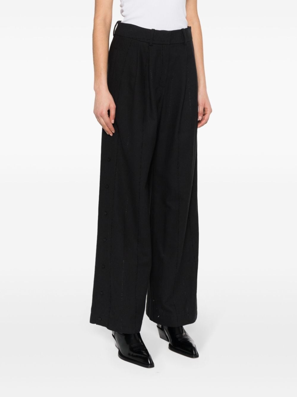 side vented wide-leg trousers - 3