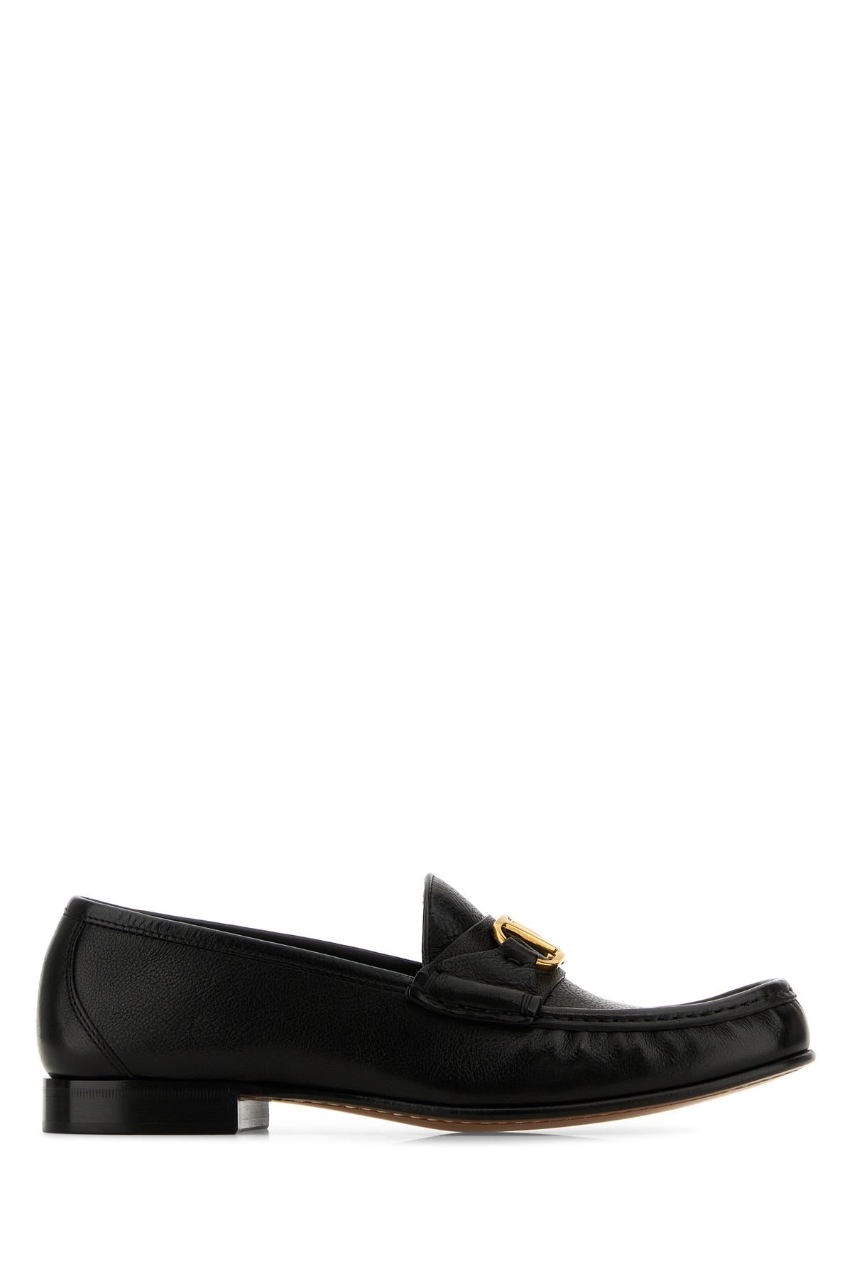 Black leather VLogo loafers - 1