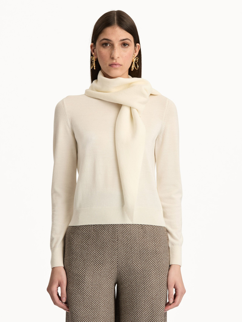 Oscar de la Renta VIRGIN WOOL PULLOVER WITH SCARF outlook