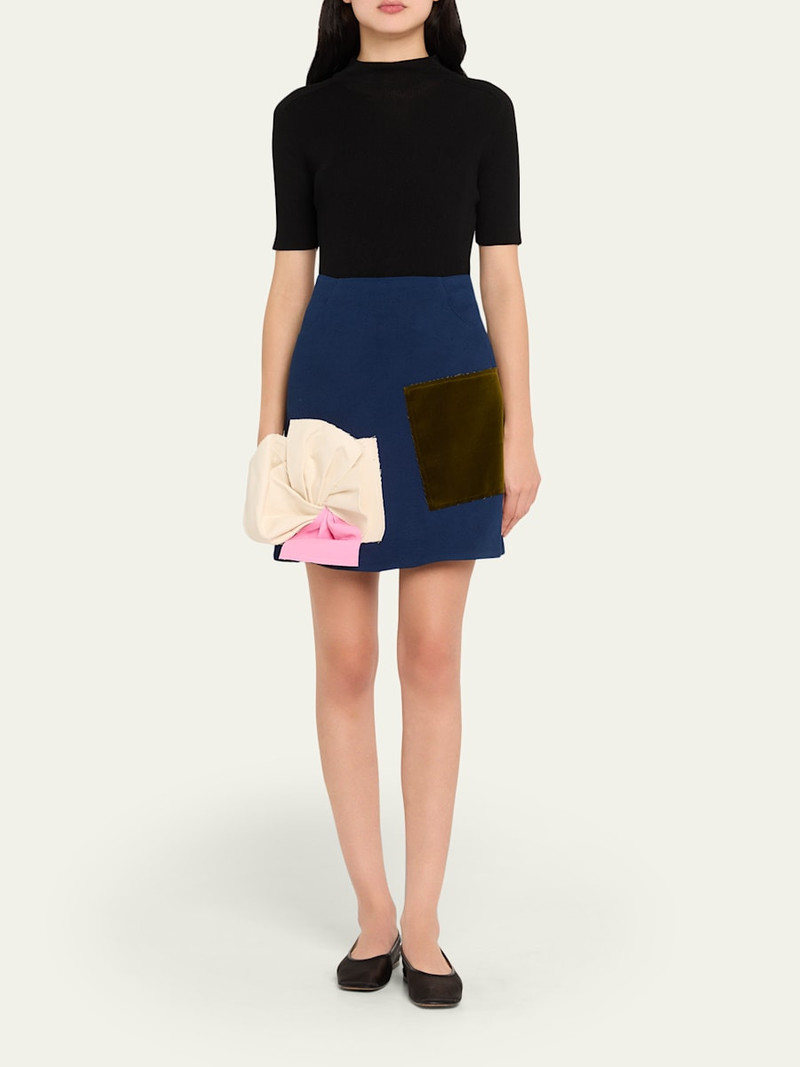 zomer Marcel Flower Patch Denim Mini Skirt outlook