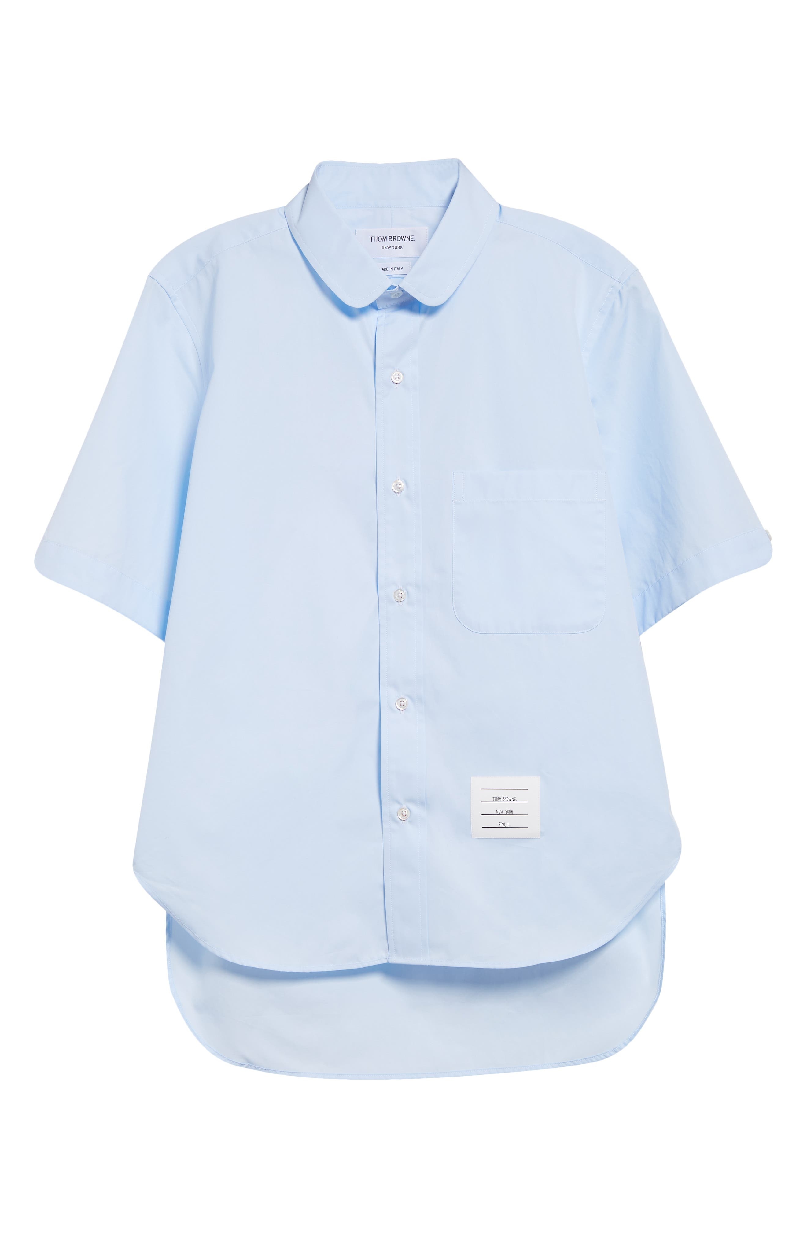 Thom Browne Straight Fit Cotton Poplin Button-Up Shirt in Light Blue at Nordstrom - 5