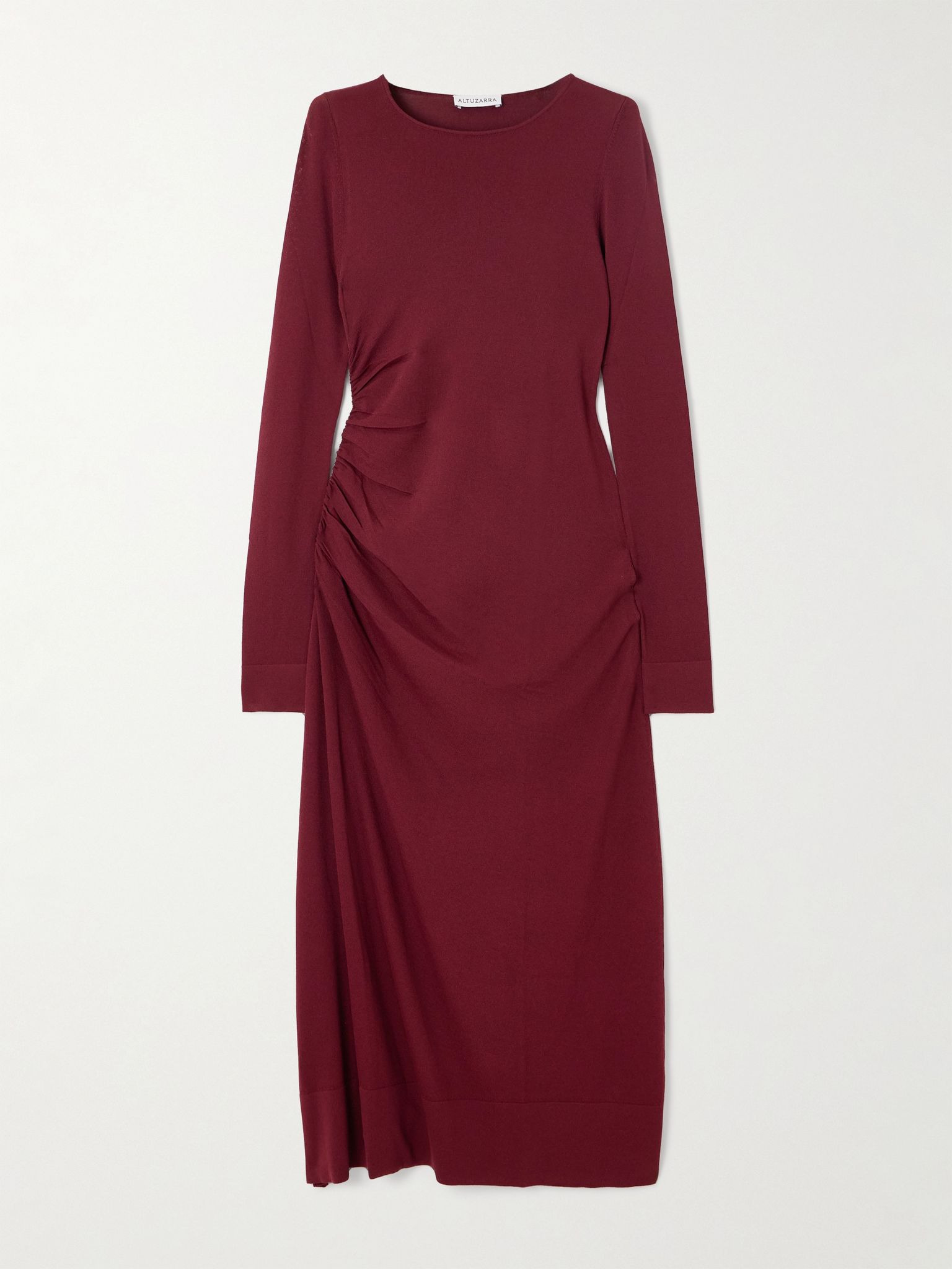 Robb ruched knitted midi dress Burgundy - 1