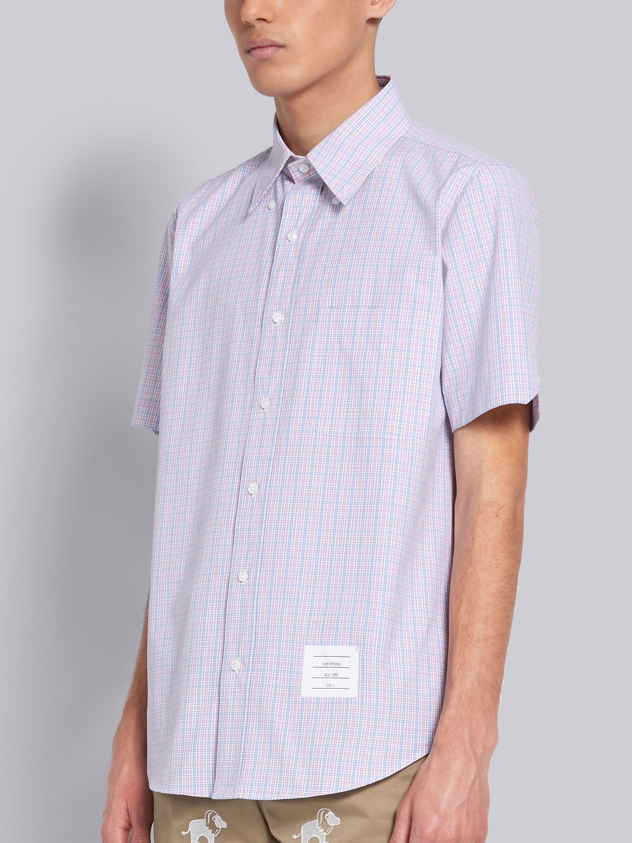 Tricolor Cotton Poplin Check Short Sleeve Shirt - 2