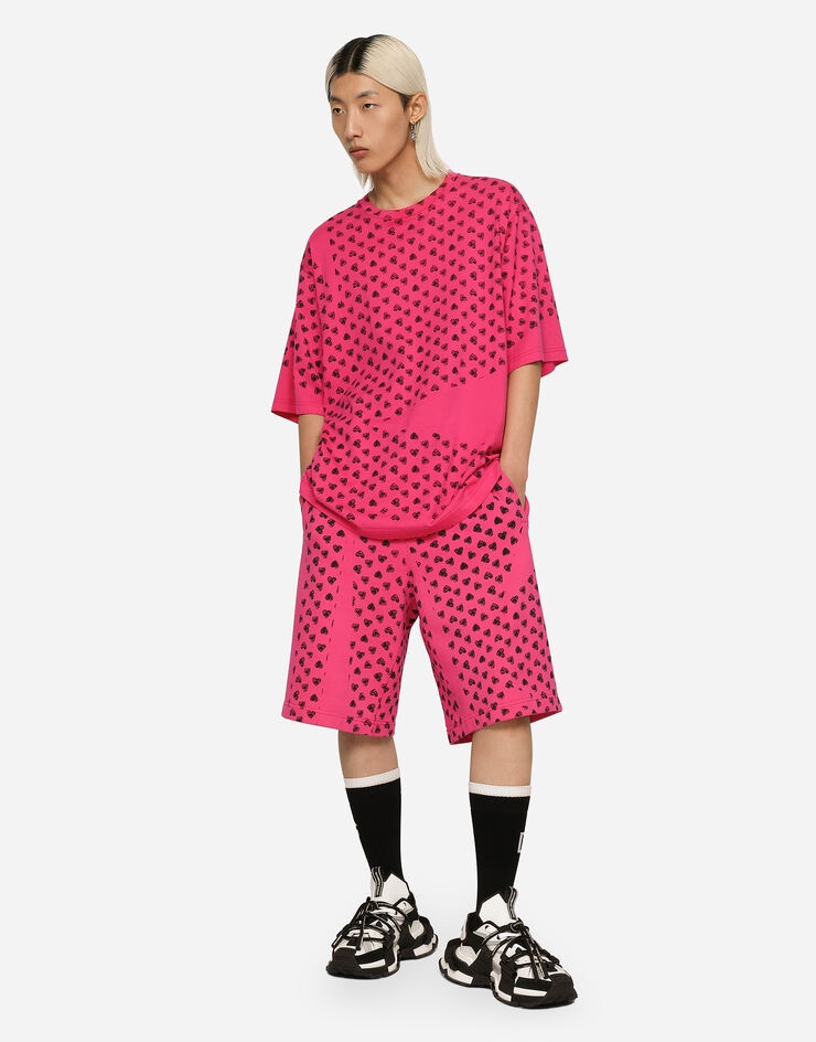 Jersey jogging shorts with DG heart print - 5