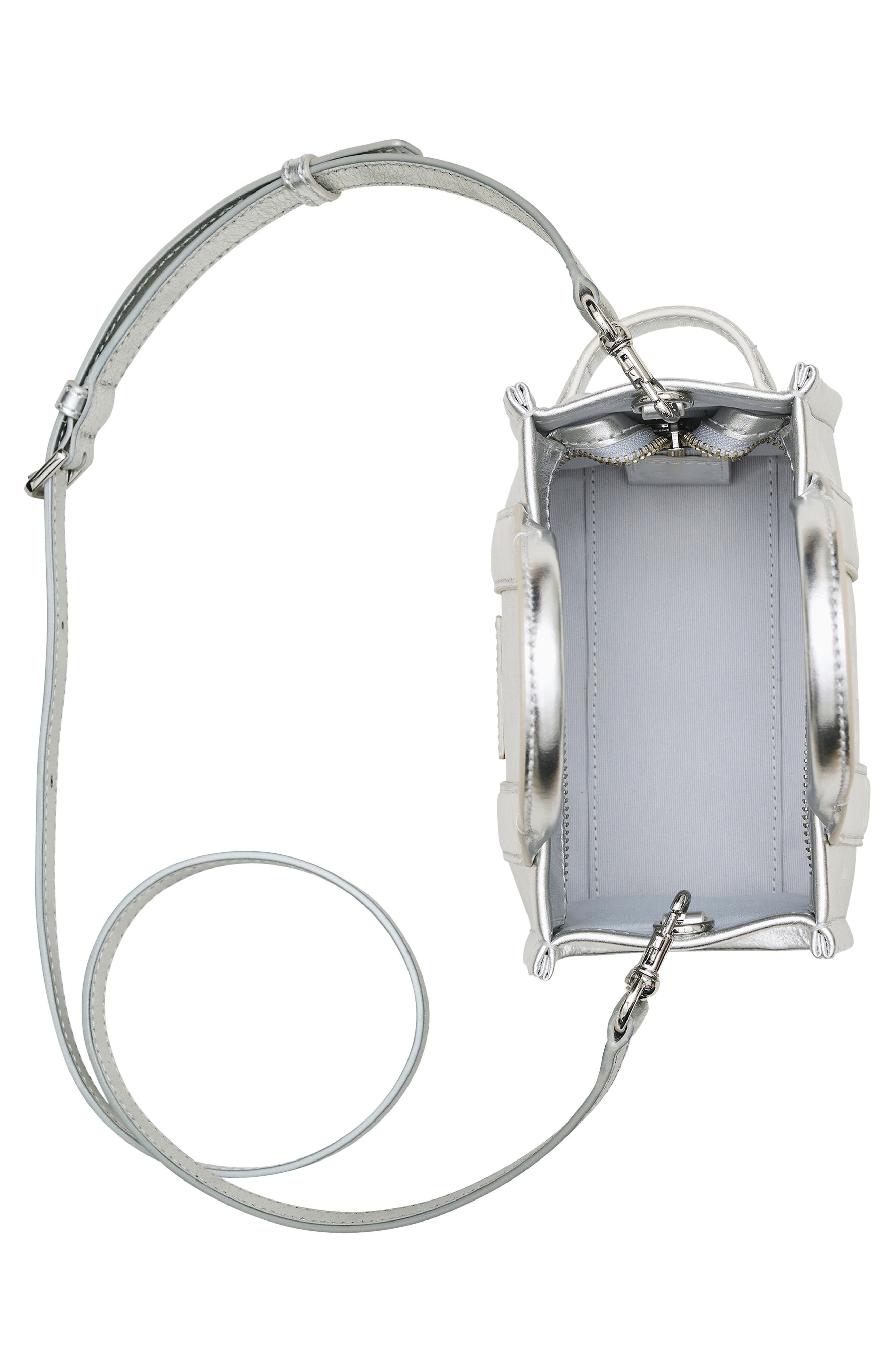 Marc Jacobs The Crossbody Metallic Leather Tote in Metallic Silver at Nordstrom - 4
