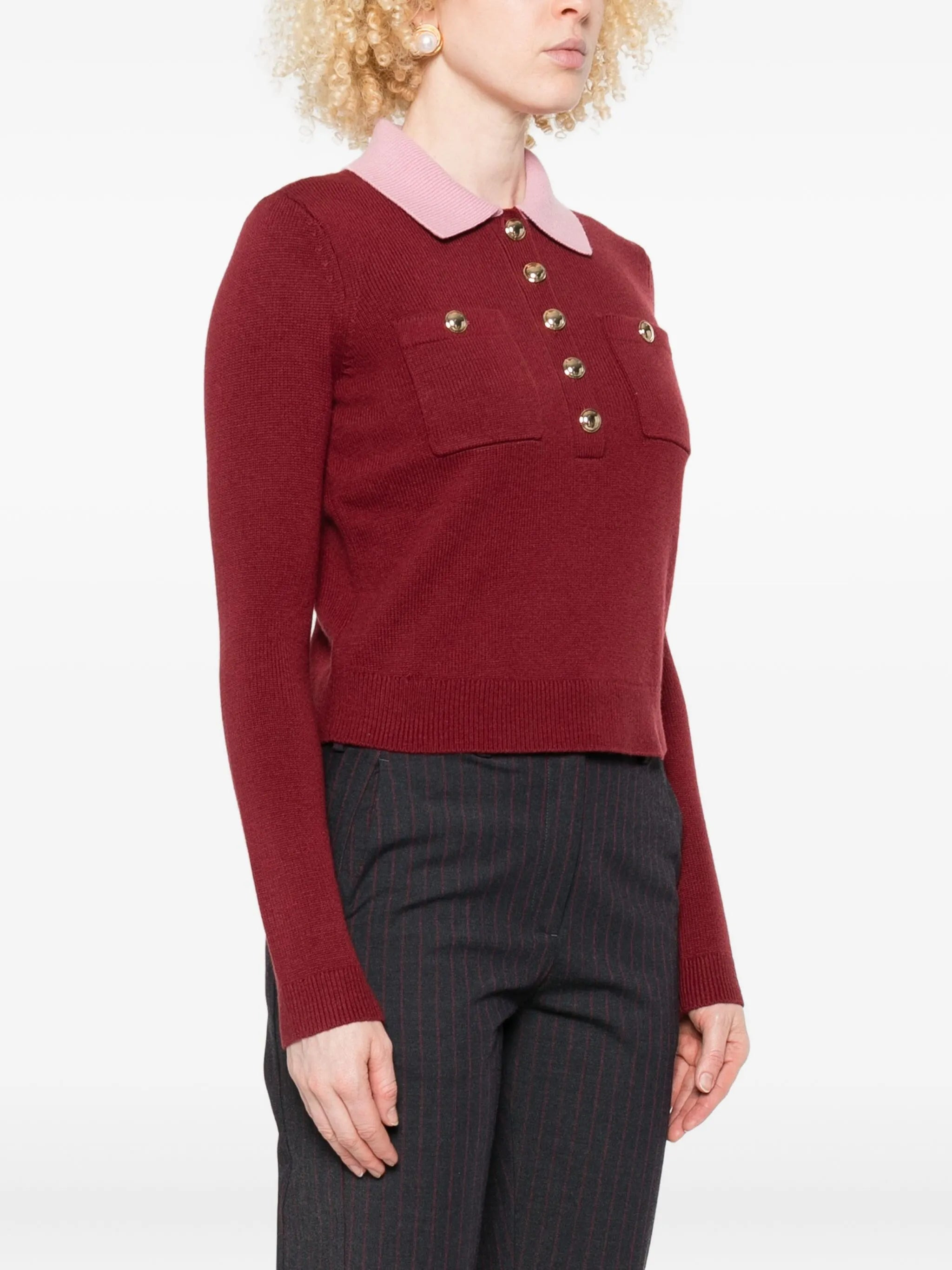 Self-portrait Contrast-collar Polo Top - 3