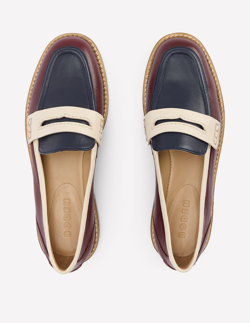 Nya Penny Loafers-Oxblood/Navy 5