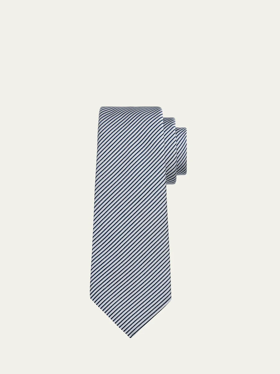 Men's Micro-Stripe Silk and Cotton Tie - 1