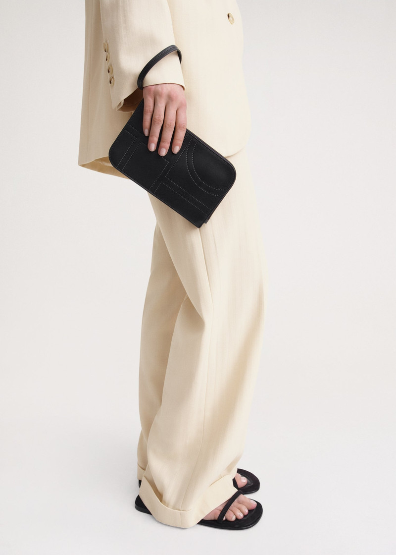 Monogram leather wristlet pouch black 3