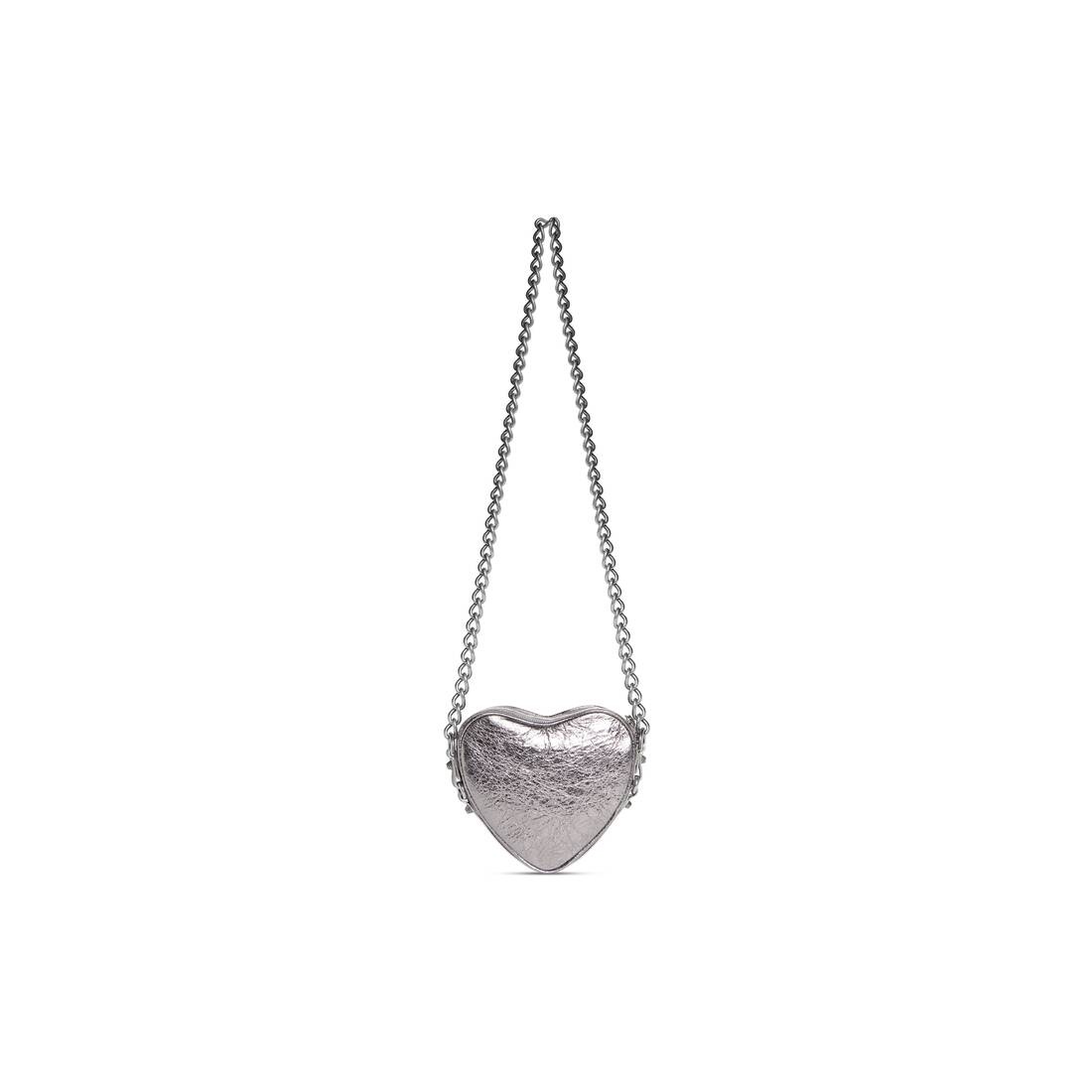 Women's Le Cagole Heart Mini Bag Metallized  in Silver - 4