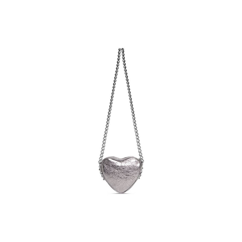 Women's Le Cagole Heart Mini Bag Metallized  in Silver 4