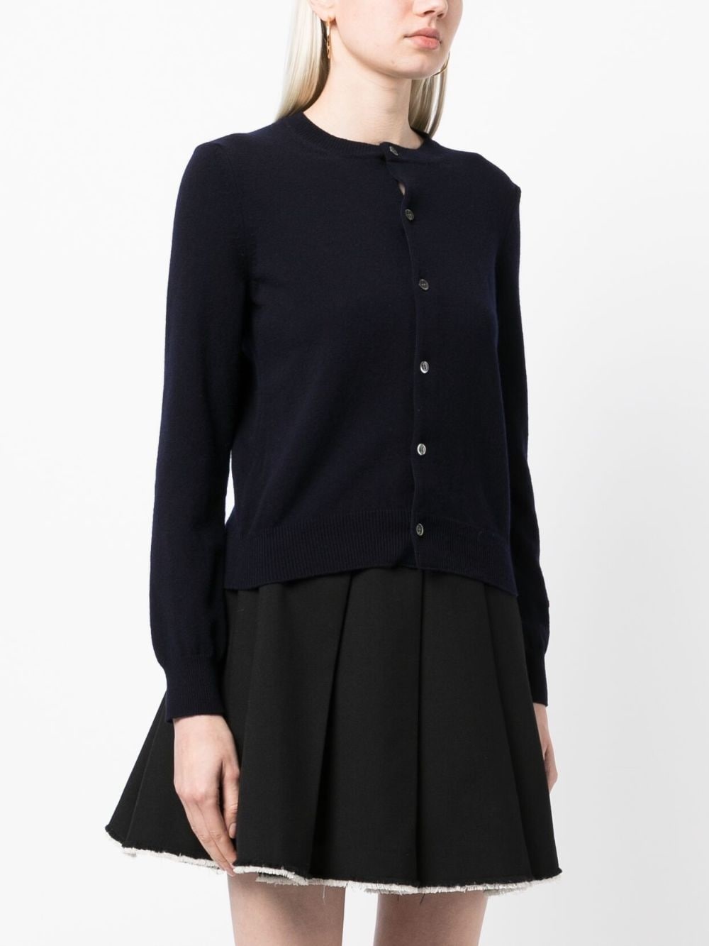 logo-patch wool cardigan - 3