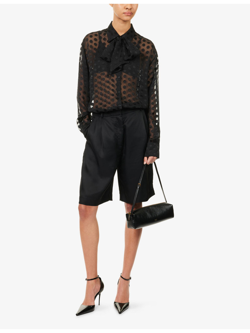 The Frankie Shop Marfa Straight-Leg Satin Bermuda Shorts outlook