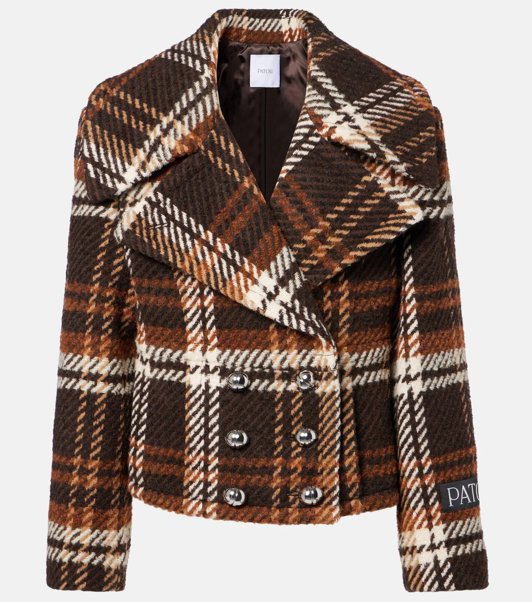 Checked double-breasted wool-blend jacket - 1