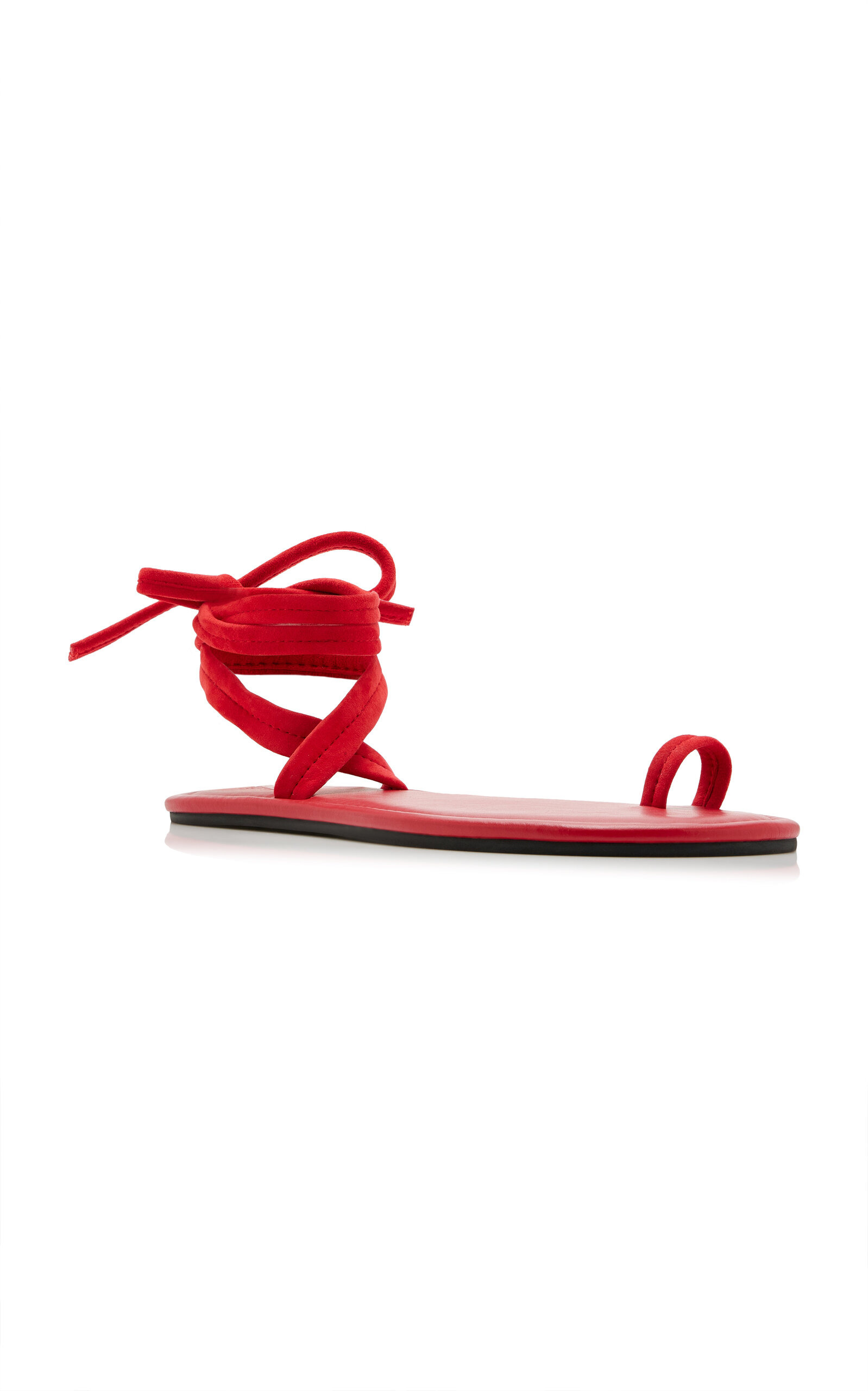 Lace-Up Leather Sandals red - 3