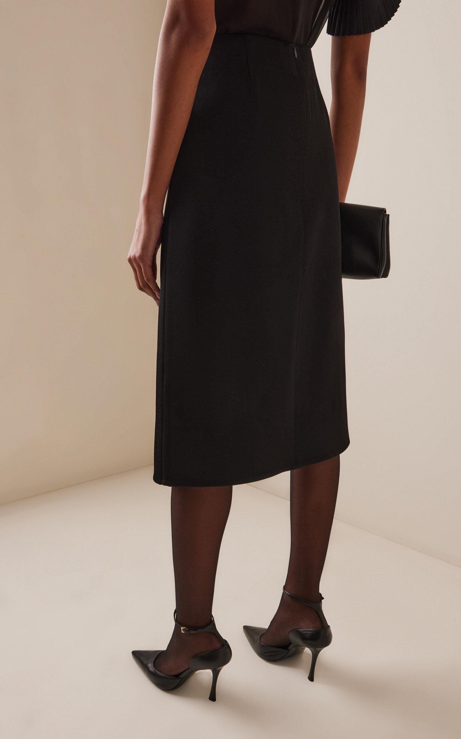Keyhole Wool Skirt black - 4