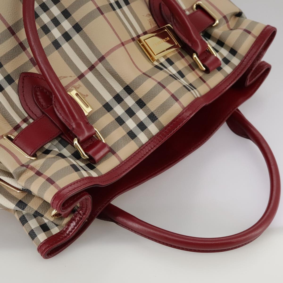 Burberry Nova Check Tote Bag Pvc Leather Beige - 6