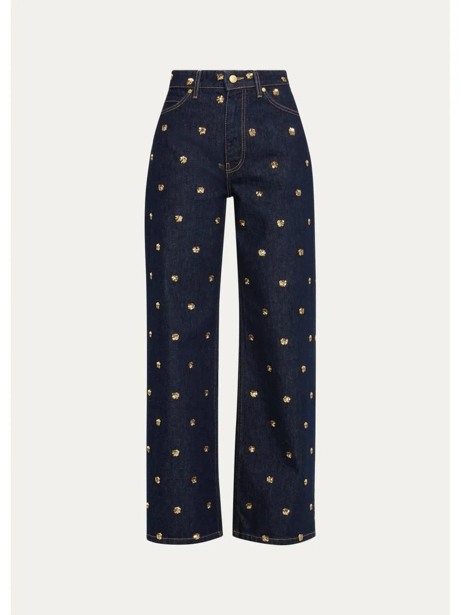 The Willow Embellished Wide-Leg Jeans - 1