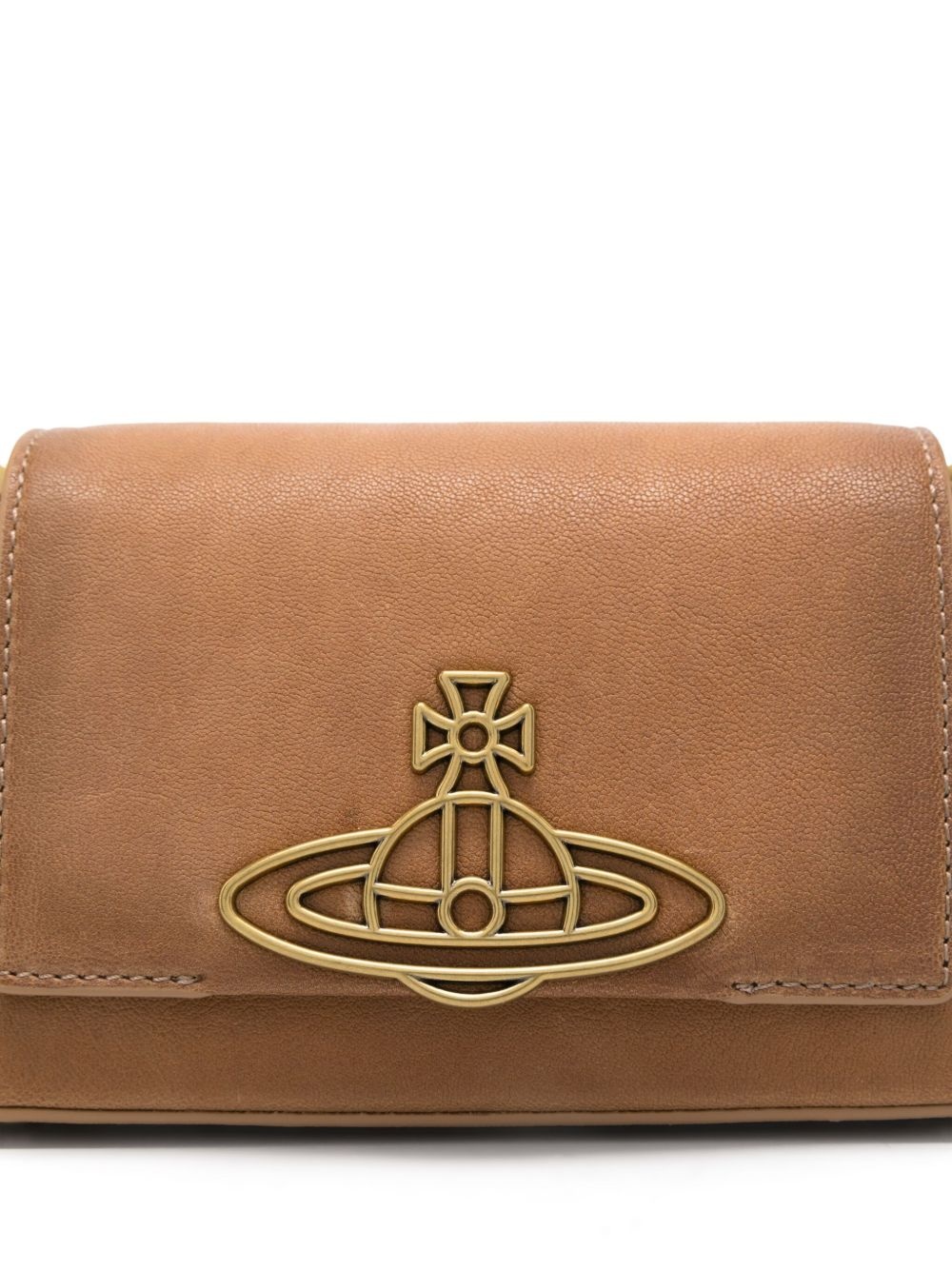 Orb-plaque leather shoulder bag - 4