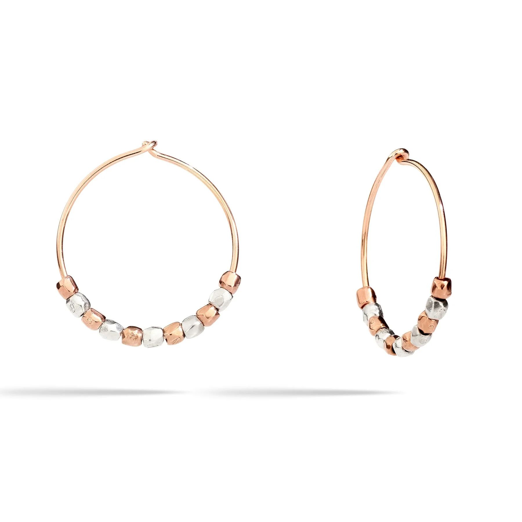 SILVER & ROSE GOLD MINI GRANELLI EARRINGS - 1