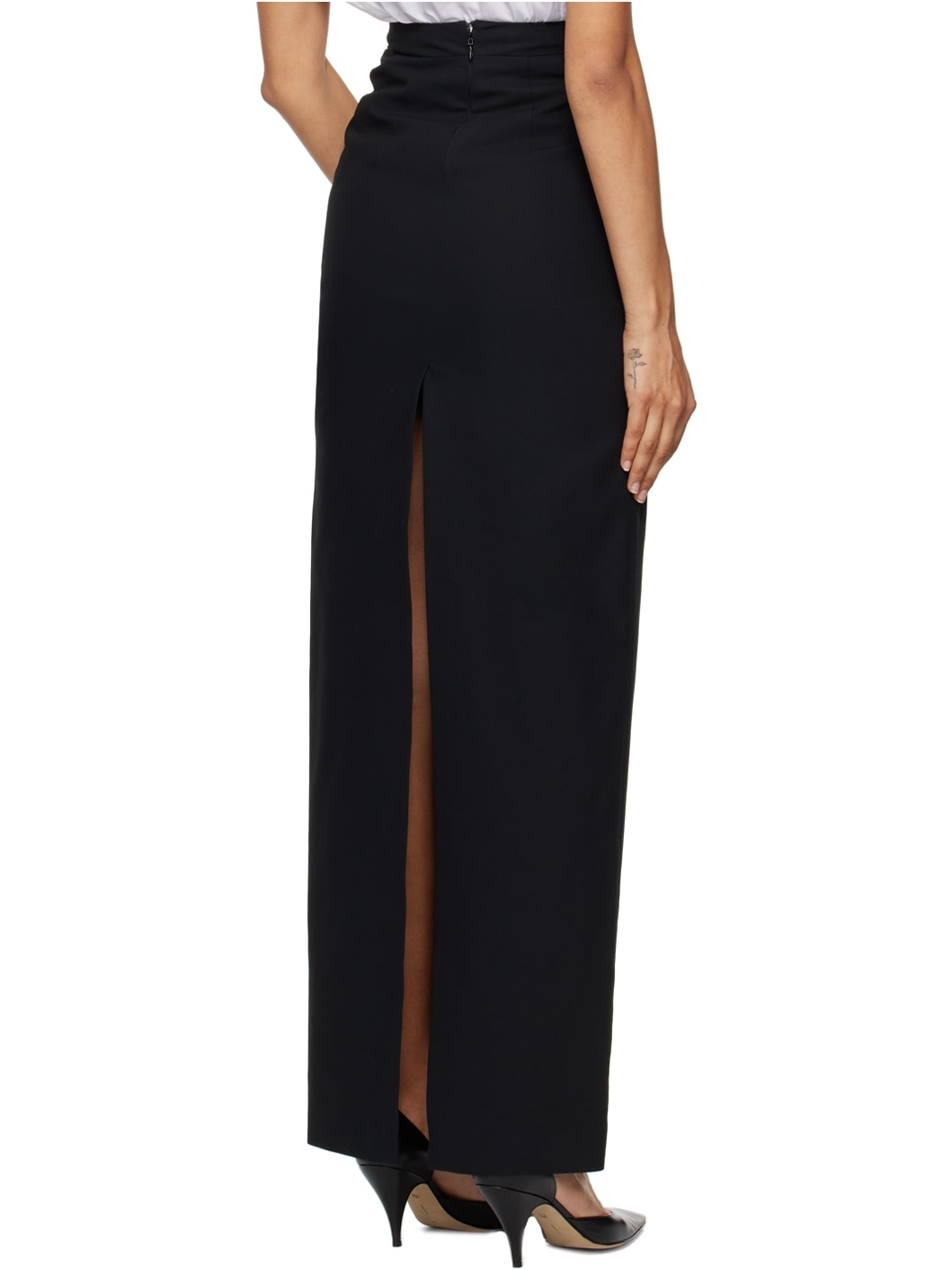 Black Nathalie X-Long Pencil Maxi Skirt - 3