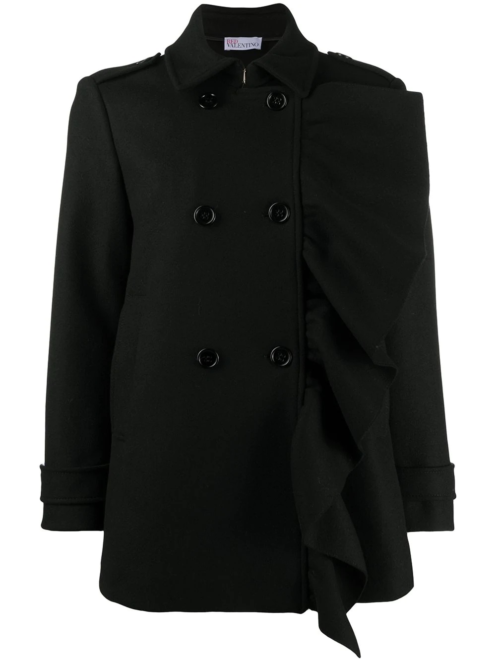 ruffled wool-blend peacoat - 1