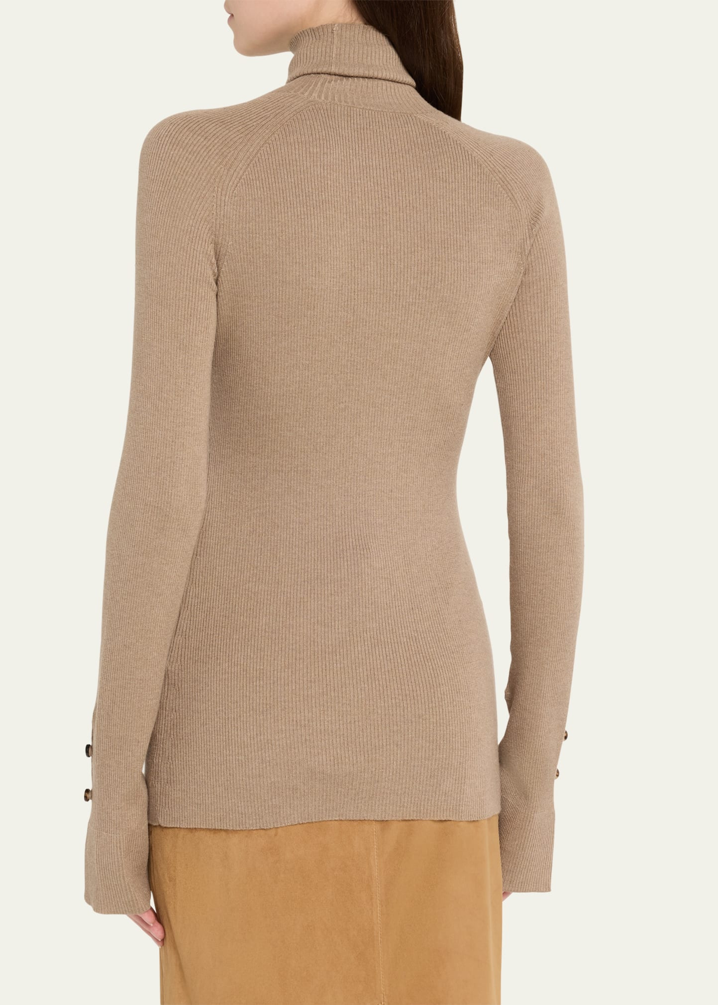 Belle Ribbed Silk Cashmere Turtleneck - 3