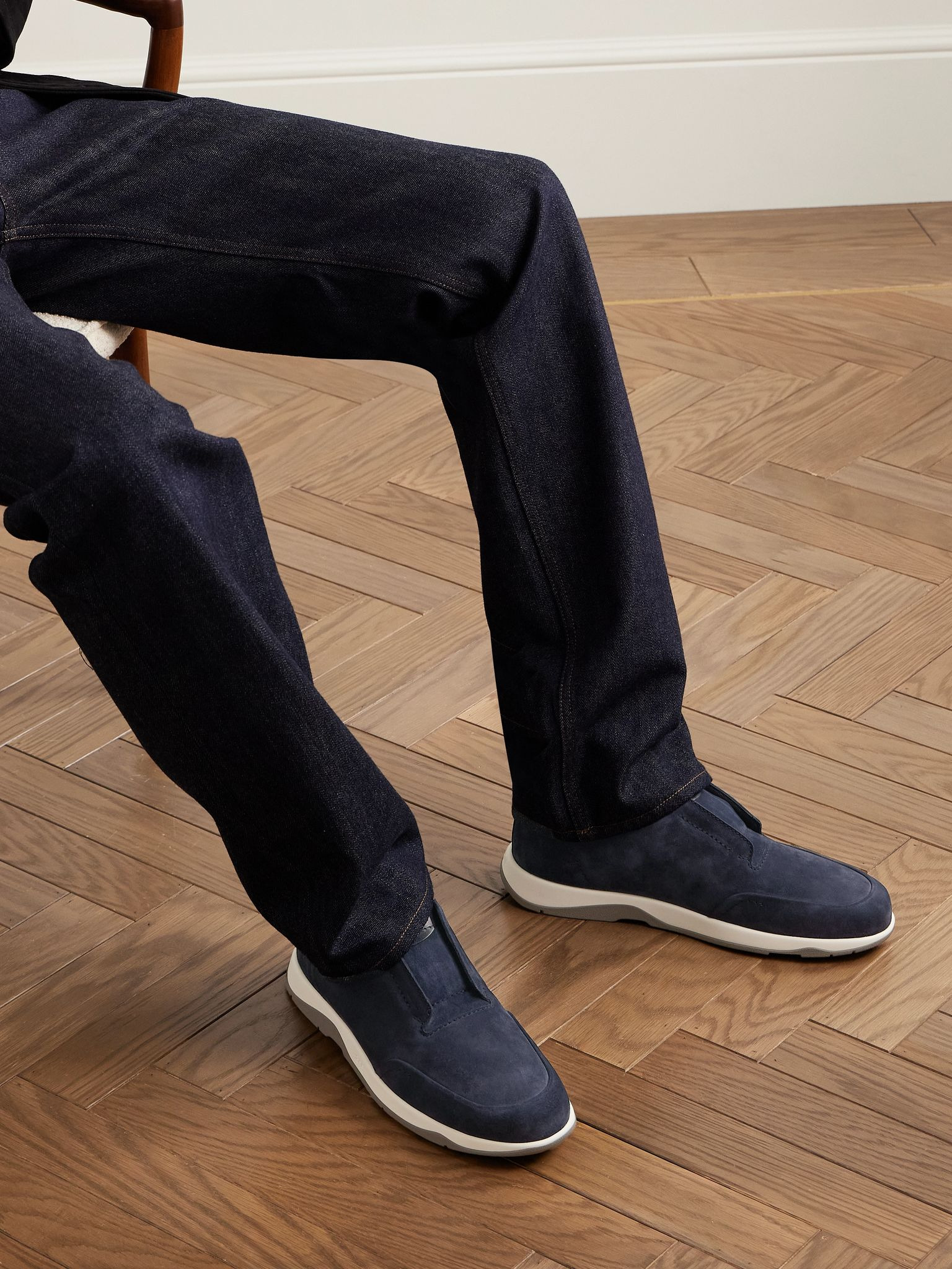 Échappée Scritto Suede Slip-On Sneakers Blue - 2
