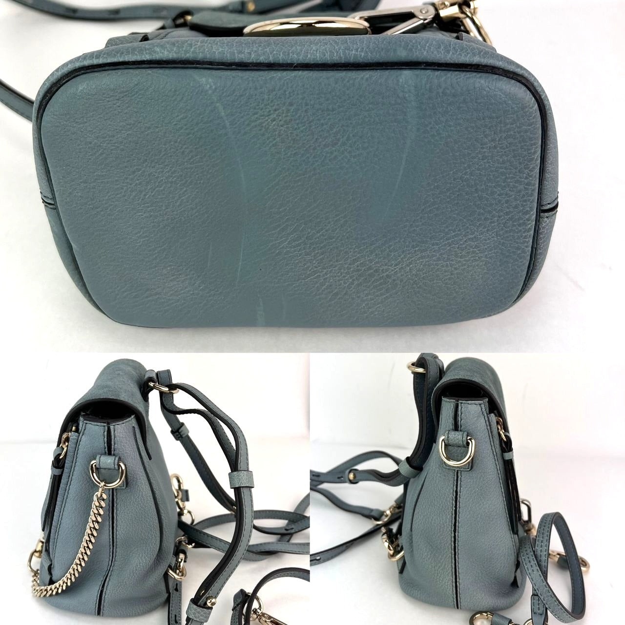 Chloe Blue Faye Mini Suede and Leather Backpack Bag - 5