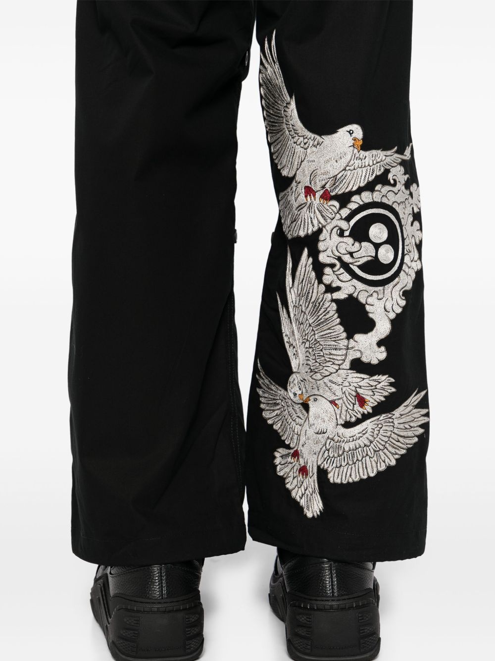 embroidered straight-leg trousers - 5