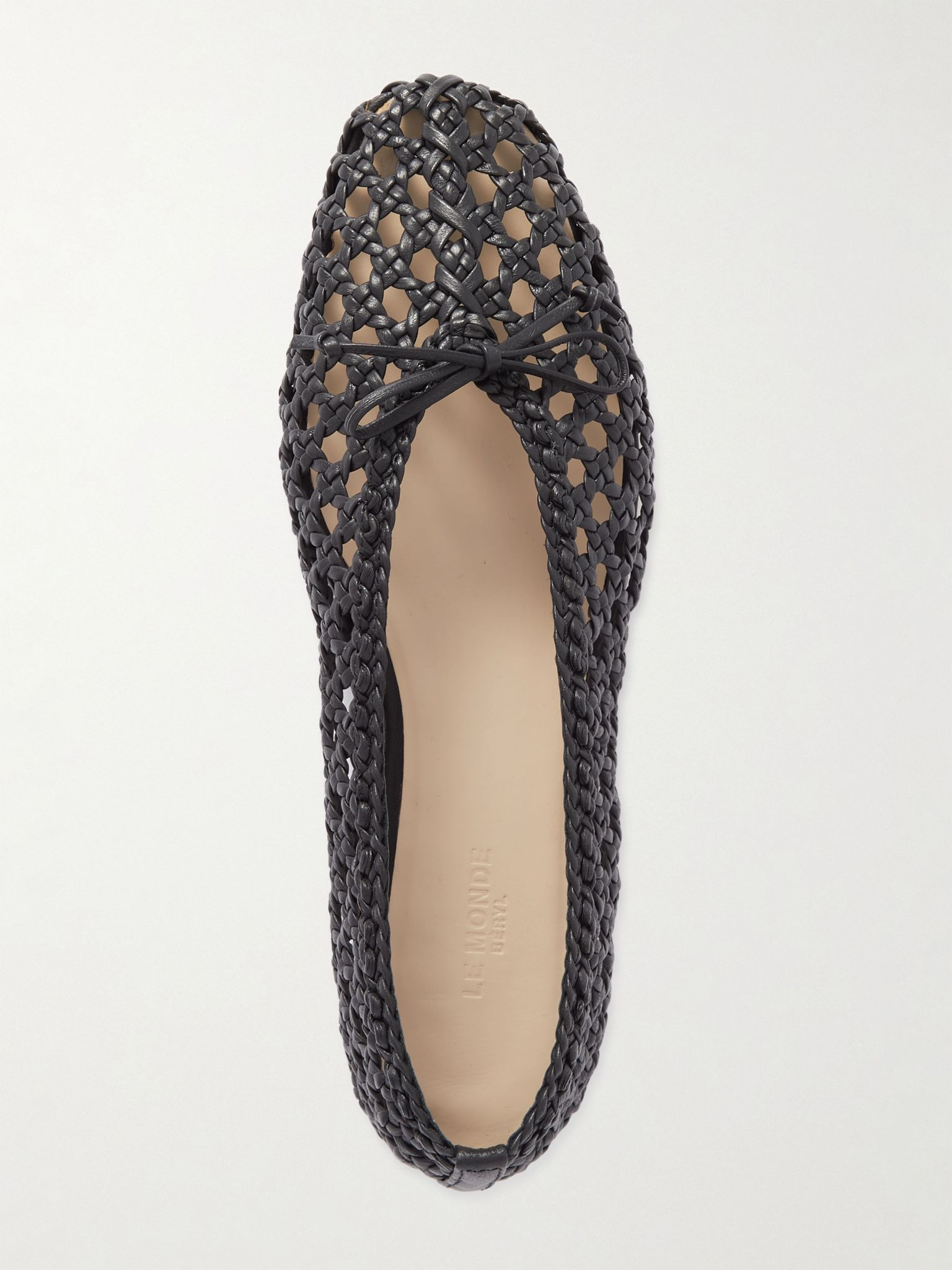 Regency bow-embellished woven leather ballet flats Black - 5
