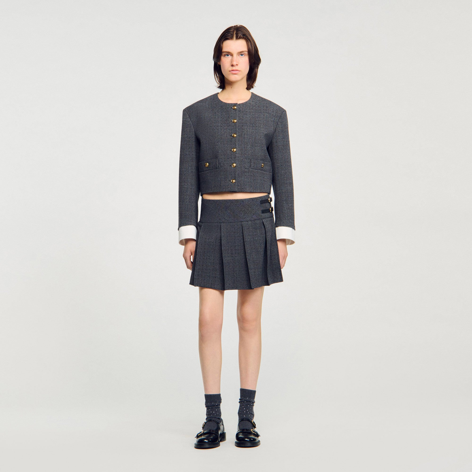 MINI RHINESTONE SUIT SKIRT - 2